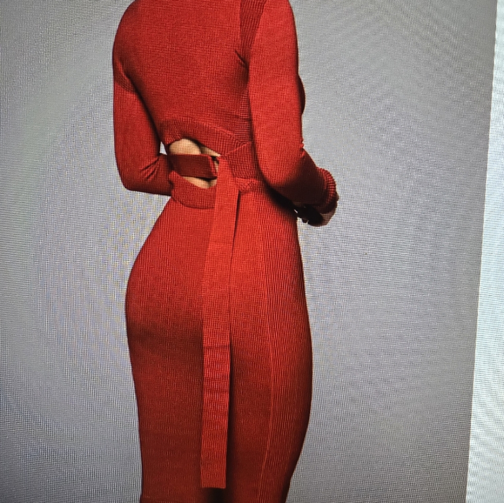 JLUXLABEL Red Long Sleeve Dress